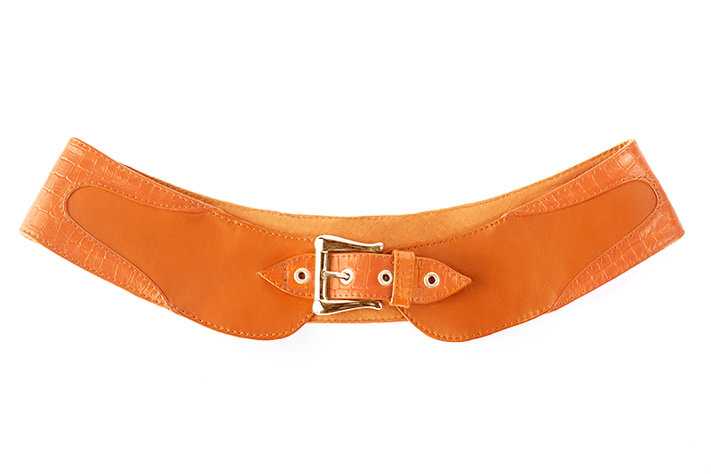 Dress small handbag in apricot orange leather - Rear view